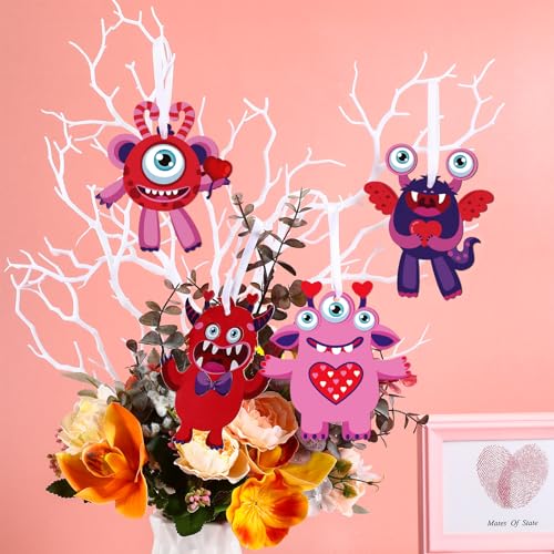 Sumind Valentine's Day Craft Kits for Kids, DIY Craft Ornament Valentine Class Game Activities Paper Craft Hanging Ornament for Valentines Day Sumind