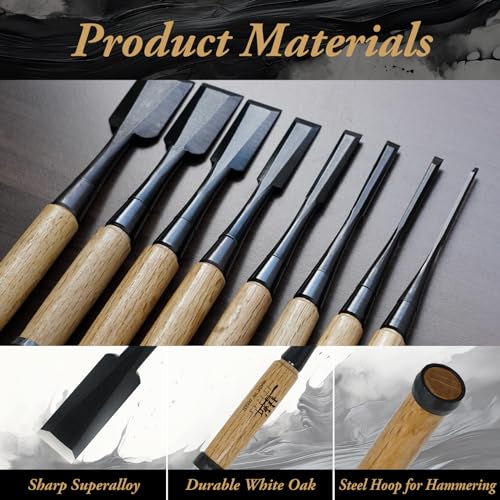 SUIZAN Japanese Wood Chisel 1/8 Inch (3mm) Professional Wood Chisels for Woodworking Oire Nomi SUIZAN