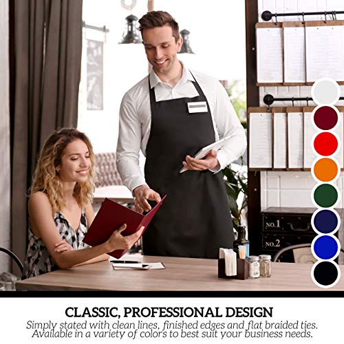 GREEN LIFESTYLE 12 Pack Bib Apron - Unisex Black Aprons, Machine Washable Aprons for Men and Women, Kitchen Cooking BBQ Aprons Bulk (Pack of 12, No GREEN LIFESTYLE
