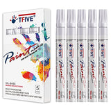 TFIVE White Paint Marker Paint Pens - 5 Pack Oil Based Permanent Marker Pen, Medium Tip, Waterproof & Quick Dry, for Office, Art projects, Rock TFIVE