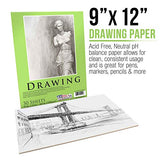 U.S. Art Supply 9" x 12" Premium Drawing Paper Pad, Pack of 2, 50 Sheets Each, 60lb (100gsm) - Artist Sketch Mixed Media Paper, Acid-Free - Graphite US Art Supply