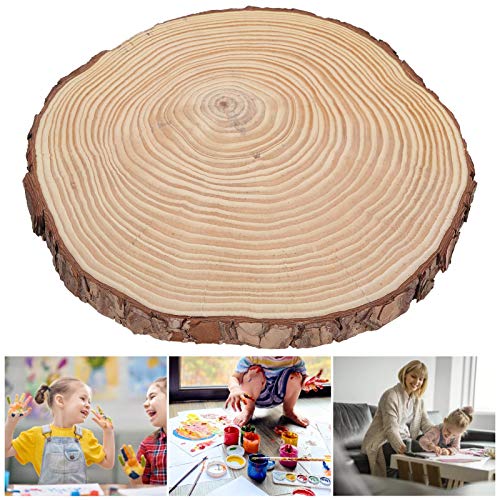 Large Natural Wood Slices, Unfinished Round Wood Discs Wooden Circles for Arts with Bark for Crafts, Centerpieces, Paintings(22.5x23) HERCHR