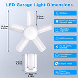 Kofarrten LED Garage Lights, 80W LED Garage Ceiling Lights with 5 Deformable Panels, 8000LM LED Shop Lights for Garage E26/E27 LED Light Bulbs for Kofarrten