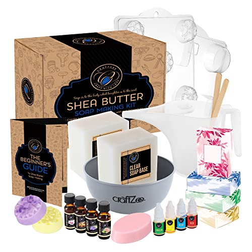 DilaBee CraftZee Soap Making Kit for Adults and Kids - Shea Butter Soap Making Supplies Includes Shea Butter Soap Base, Fragrance Oils, Soap Molds & - WoodArtSupply