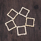 Amosfun 10pcs Lace Square Photo Frame Shape Wooden Pieces Cutouts Craft Embellishments Wood Ornament Manual Accessories for DIY Art Amosfun
