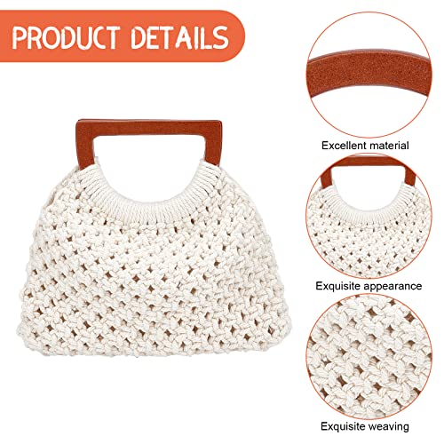WEBEEDY Macrame Bag DIY Kit for Adults Macrame Kit for Beginners Macrame Purse DIY Kit for Women/Girl Macrame Handbag with Wooden Handle Hobbies WEBEEDY
