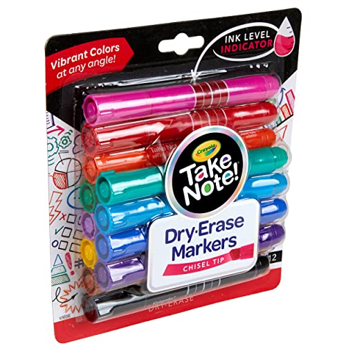 Crayola Low Odor Dry Erase Markers for Kids & Adults, Chisel Tip, Back To School Supplies, 12 Count Crayola