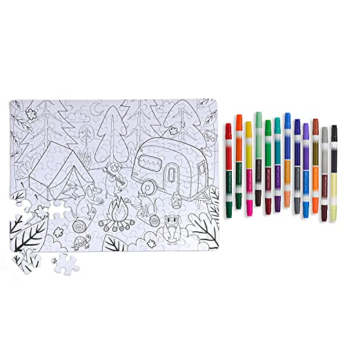 Faber-Castell Color by Number Puzzle, Camping - 100 Pieces, DIY Coloring Puzzle Set for Kids Ages 6+, Small Faber-Castell