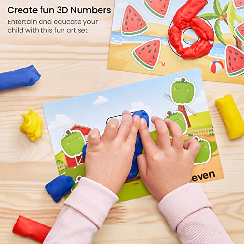 Arteza Kids Play Dough, Number Learning Dough Clay Kit, 12 Pieces, 0.8 oz, Red, Yellow, and Blue, 10 Numeric Cards, Art Supplies for Kids - WoodArtSupply