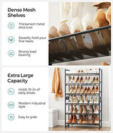 SONGMICS 6-Tier Shoe Rack Storage, Metal Shoe Organizer Stand for Garage, Entryway, Set of 2 3-Tier Stackable Shoe Rack Shelf, with Adjustable Flat SONGMICS