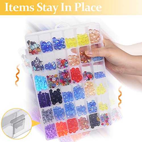 2 Pack 36 Grids Clear Plastic Organizer Box, Storage Container with Adjustable Divider, Craft Organizers and Storage Bead Storage Organizer Box for