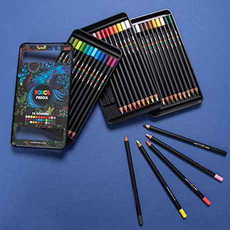 Posca Oil and Wax Coloring Pencils Art Set, 36 Prismacolor Colored Pencils, Drawing Supplies, Color Pencils, Watercolor Pencils, Colored Pencils for Uni Posca