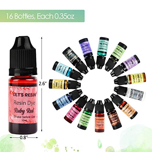 LET'S RESIN Epoxy Resin Paint Pigment 16 Color Concentrated Liquid Epoxy Resin Dye, Colorant for Resin Coloring, Resin Jewelry, Resin Art Crafts DIY LET'S RESIN