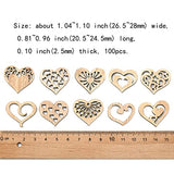 KitBeads 100pcs Wood Heart Cutouts Hollow Wood Heart Embellishments Valentine Love Heart Shape Laser Cut Ornaments for Crafts DIY Home Decorations KitBeads