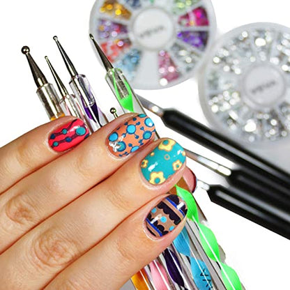 VAGA Mandala Dotting Tools For Nails Premium Quality Professional Nail Kit Of 5 Colorful Double Ended Nail Art Dot And Marbling Tools Accessories