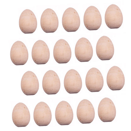 VILLCASE 20pcs Easter Eggs Kids Educational Toy Easter Simulation Eggs Wood Eggs for Crafts DIY Easter Crafts Easter Egg Decoration unpainted Blank - WoodArtSupply