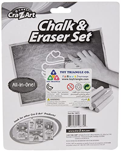 Cra-Z-Art Chalk & Eraser Set #24 Chalk Sticks (12 Colored + 12 White Chalk)