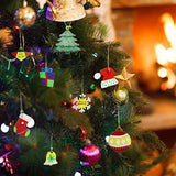 50 PCS Unfinished Wooden Christmas Ornaments DIY Christmas Wooden Slices with 50 Jingle Bells for Crafts Christmas Hanging Decorations?10 Shapes? Pseutio