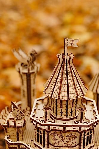 Moveable 3D Dragon Castle Wooden Puzzle with Red LED - Engaging DIY Experience for All Ages Wood Trick