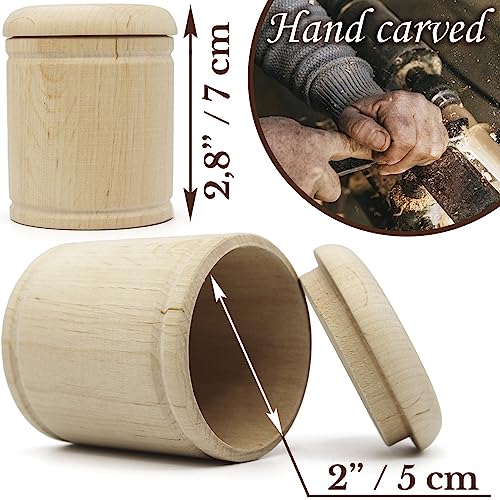 AEVVV Paintable Wooden Box with Lid 2''x2.8'' 10 pcs Storage Spice Containers Blank Trinket Box Jewelry Box Decorative Decoupage Boxes DIY Wood Ring AEVVV