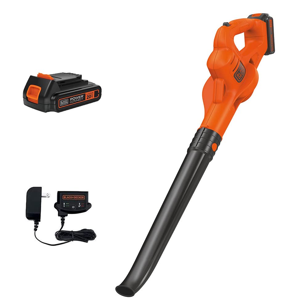 BLACK+DECKER 20V MAX Cordless Leaf Blower, Lawn Sweeper, 130 mph Air Speed, Lightweight Design, Battery and Charger Included (LSW221) BLACK+DECKER