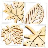 DECHOUS 40pcs Wood Decor Woodsy Decor Unfinished Wood Crafts Crafting Ornament Wood Ornaments for Crafts Maple Leaf Wood Decorations Wood Chips Patch DECHOUS