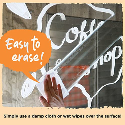 8 Washable Window Markers for Cars - 15mm Jumbo, 3 in 1 Nib, 28g Ink - Liquid Chalk Markers for Chalkboard, Blackboard, Glass, Bistro, Auto, Menu - WoodArtSupply