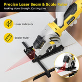 Mini Circular Saw, ENVENTOR 4.8A Electric Circular Saw Corded with Laser Guide, 4000RPM, 3 Saw Blades 3-3/8" Max Cutting Depth 1-1/16", Compact Hand Enventor