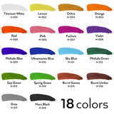 Nicpro 18 Colors Large Acrylic Paint Set, 8.45 fl oz./ 250 ml Artist Painting Supplies Bulk Non-Toxic For Multi Surface Canvas, Wood, Fabric, Nicpro