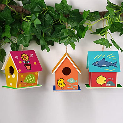 Bird House Craft Wooden Birdhouse Kit Build and Paint Birdhouses Unfinished Bird Houses Wooden Arts for Girls Boys Summer Arts and Craft Projects 3