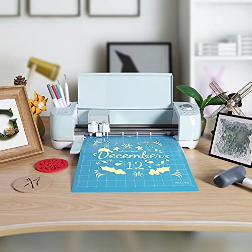 REALIKE LightGrip Cutting Mat for Cricut Maker 3/Maker/Explore 3/Air 2/Air/One, 2 Pack 12x12 Inch Blue Light Grip Adhesive Sticky Non-Slip Cut Mat REALIKE