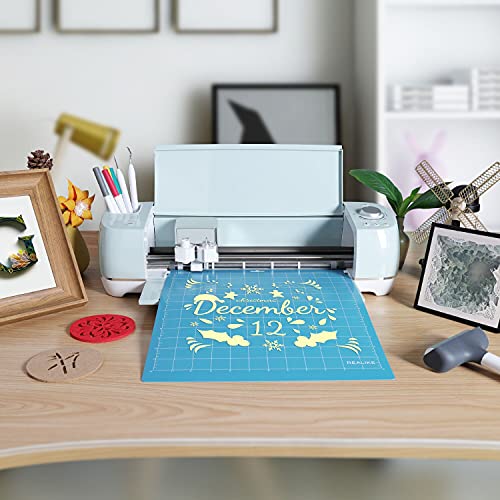 REALIKE LightGrip Cutting Mat for Cricut Maker 3/Maker/Explore 3/Air 2/Air/One, 2 Pack 12x12 Inch Blue Light Grip Adhesive Sticky Non-Slip Cut Mat - WoodArtSupply