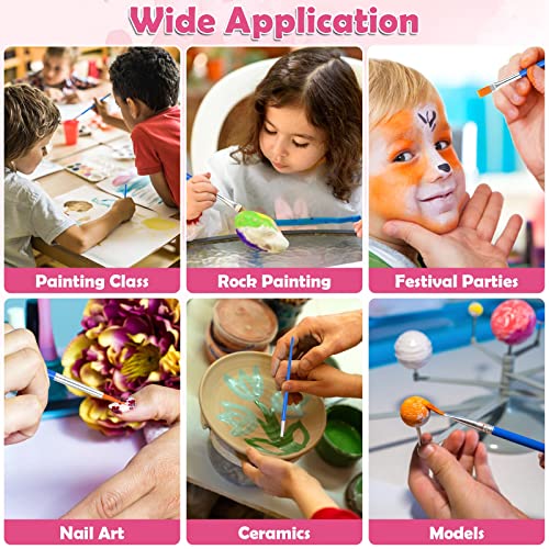 126 Pcs Small Paint Brushes Bulk, Kids Paint Brushes with Flat and Round Pointed Paint Brushes Set, Craft Brushes for Classroom Acrylic Oil Evatage