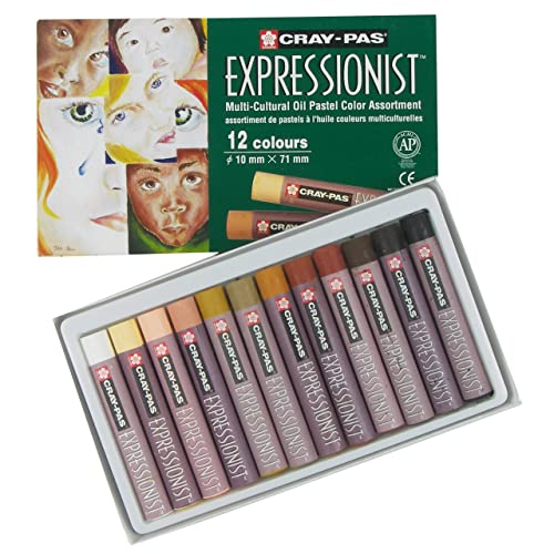 SAKURA Cray-Pas Expressionist Multi-Cultural Oil Pastel Set - Soft Oil Pastels for Artists - 12 Colors - WoodArtSupply