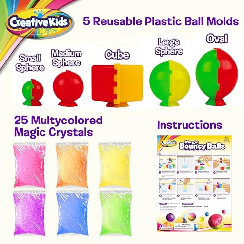 Creative Kids DIY Magic Bouncy Balls - Create Your Own Ball Maker Kit - Educational Science Experiment for Boys and Girls - 25 Multicolor Bags & 5 Creative Kids