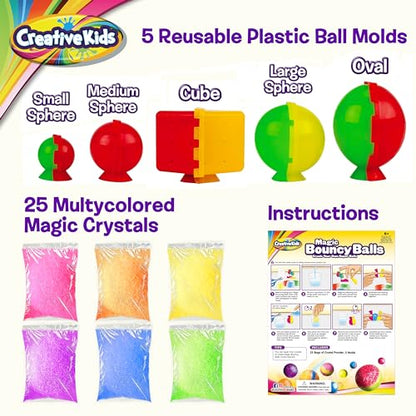 Creative Kids DIY Magic Bouncy Balls - Create Your Own Ball Maker Kit - Educational Science Experiment for Boys and Girls - 25 Multicolor Bags & 5 - WoodArtSupply