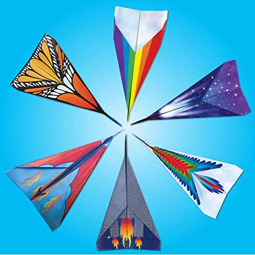 Creativity for Kids Fold and Launch Paper Airplanes - Create 80 Paper Planes, 2 Airplane Launchers, Crafts for Kids Age 6-8+ Creativity for Kids