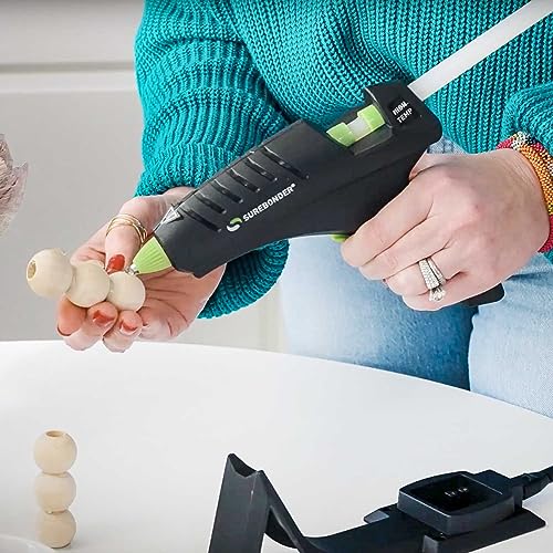 Surebonder Cordless Hot Glue Gun, High Temperature, Full Size, 60W, 50% More Power - Sturdily Bonds Metal, Wood, Ceramics, Leather & Other Strong - WoodArtSupply