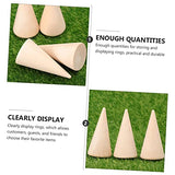 NOLITOY 60 Pcs Diy Cone Unfinished Wooden Toys Cone Bracket Ring Holder Jewelry-rings Ring Display Stands Wood Cone Wood Storage Racks Jewelry Ring NOLITOY