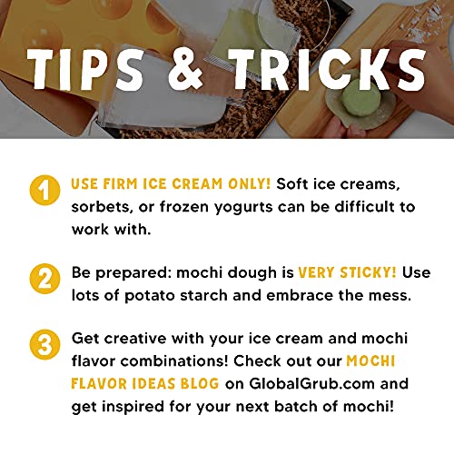 Global Grub DIY Mochi Ice Cream Kit - Mochi Kit Includes Sweet Rice Flour, Potato Starch, Matcha Powder, Cocoa Powder, Ice Cream Mochi Maker, Dough Global Grub