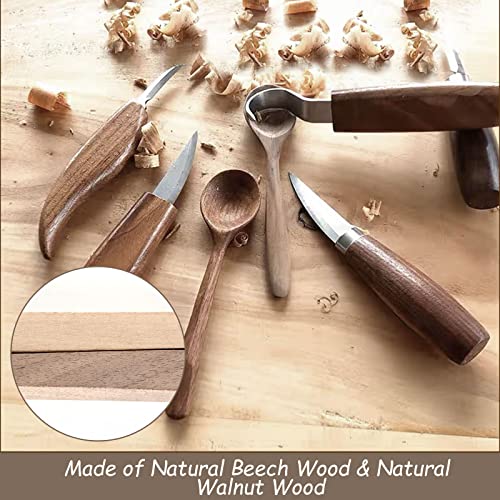 DIRBUY 6Pcs Spoon Carving Wood Blanks, Beech and Walnut Unfinished Wooden Craft for Whittling (6.2x1.6 inch) - WoodArtSupply