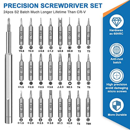 24 in 1 Premium Precision Screwdriver Set, Fertoriy Sturdy Small Screwdriver Set with Phillips Head & Flathead, Magnetic Mini Screwdrivers Kit for