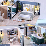 TuKIIE DIY Miniature Dollhouse Kit with Furniture, 1:24 Scale Creative Room Mini Wooden Doll House Accessories Plus Dust Proof & Music Movement for TuKIIE