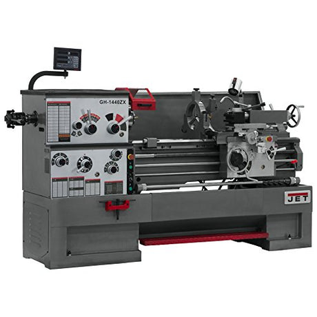 JET GH-1440ZX, 14" x 40" Geared Head Metal Lathe, Taper Attachment, Collet Closer, Newall DP700 DRO (321498) Jet