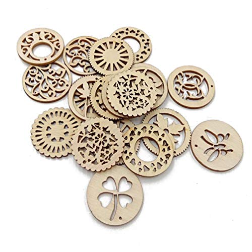 Healifty 20pcs Rustic Decor Wood Decor Scrapbook Embellishments Wooden Flower Craft Woodsy Decor Wooden Craft Supplies Wood Slices Wooden Healifty