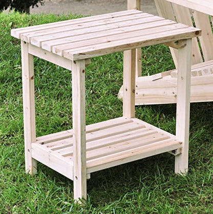 Shine Company 4104N Providence Rectangular Adirondack Outdoor Side Table – Natural - WoodArtSupply