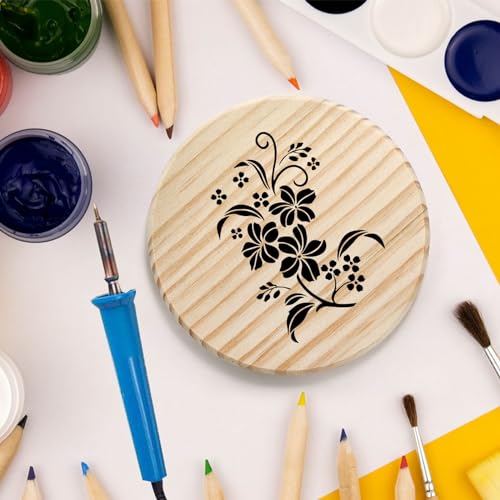 Dicunoy 24 PCS Unfinished Wood Coasters, 4 Inch Round Blank Wood Coaster for Crafts, Thick Coasters with 96 PCS Foam Knots for DIY Mosaic Coasters, Dicunoy