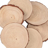 SOUJAP 10 Pcs 7-8 Inch Natural Wood Slices, Unfinished Wood Slices with Tree Barks, Wooden Circles for Crafts, DIY Arts, Rustic Wedding Decorations, SOUJAP