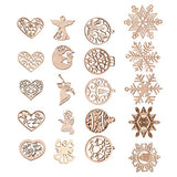 PartyKindom 4PCS Christmas Cutout Wood Chips Unfinished Christmas Crafts Christmas Hanging Cutouts Wood Cutout Xmas Wooden Ornament Wooden Snowflake PartyKindom