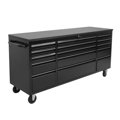 CT 72-inch Rolling Tool Chest with 15 Drawers, Mobile Workbench, Assembled Large Tool Box Storage Cabinet with Wheels for Garage Workshop in Matte